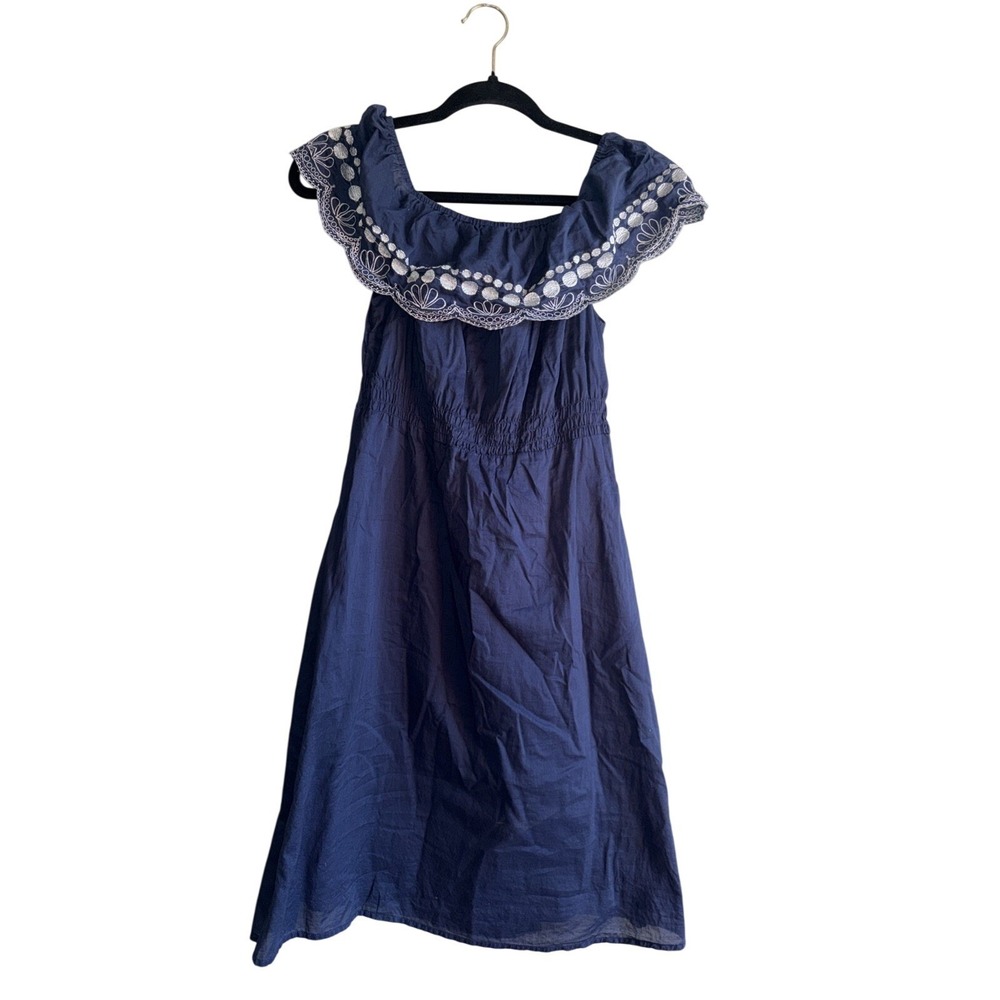 Calypso St. Barth for Target Navy Embro Off-Shoulder Ruffle Dress XS